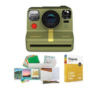 Polaroid Now - Cámara de película instantánea tipo I de 2ª generación (verde bosque), paquete de fotos e impresión con marcos de fotos magnéticos/colgantes y película instantánea a color (8