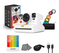 Polaroid Now+ - Cámara instantánea Gen 2, blanca, Bluetooth Now Plus, cámara de película con kit de filtro de lente de 5 piezas y bolsa, película de 8 colores, funciona con película Polaroid i-Type y