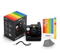 Polaroid Now+ - Cámara instantánea i-Type de 3ª generación + paquete de 8 películas de color i-Type, controlada por aplicación conectada por Bluetooth, negro, paquete de cámara Polaroid con un paño de