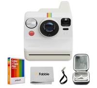Polaroid Now Generation 3 I-Type - Cámara instantánea (blanco bordo) con película tipo I a color (8 exposiciones), funda protectora dura, cable de carga USB-C y correa de muñeca