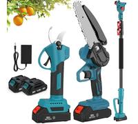 Pole Inalámbrico 3 En 1 Sierra De Rama Alta, Tijeras De Poda Eléctrica Secateurs con Varilla Telescópica De 2 M, Apertura De Tijera 2.5 Cm, Batería Y Cargador, Herramientas De Tijeras De Jardín