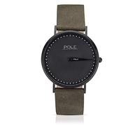 POLE Watches Reloj de Pulsera Analógico Monoaguja de Cuarzo para Hombre Esfera Negra y Correa de Cuero Piedra Modelo Classic Marine C-1002PL-NE01