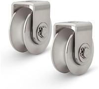 Polea, 2 poleas de rueda ranurada acero inoxidable 304, resistentes, con rodamientos dobles y silenciosas(54mm V type)