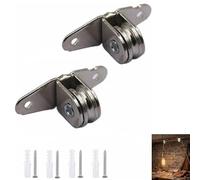 Polea con rodamiento dúplex, poleas de metal, poleas de metal, polea con rodamientos, bloque de pie para cuerdas, con 4 tornillos y 4 casquillos de plástico blancos (2 unidades)