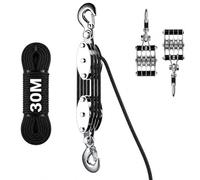 Polea de 2000 kg de carga de rotura, cable extendido de 30 m, ahorro de trabajo 8:1, 300 kg WLL, carga pesada con rotación de 270°, cable manual para caza, garaje, almacén