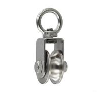 Polea de acero inoxidable 304 con doble rodamiento de bolas, capacidad de carga máxima de 500 kg, polea de cuerda giratoria de 360° para manejo de materiales, 48 x 22 x 16 mm