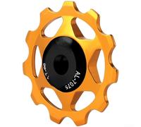Polea de cambio de bicicleta de aleación de aluminio con rodamientos de metal, rueda guía de dientes profundos 11T 13T para bicicletas de montaña y carretera, estructura hueca ligera (dorado 11T)