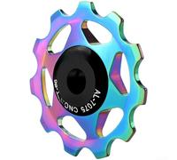 Polea de cambio de bicicleta de aleación de aluminio con rodamientos de metal, rueda guía de dientes profundos 11T 13T para bicicletas de montaña y carretera, estructura hueca ligera (vibrante 11T)