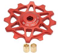 Polea de Cambio Trasero 12T Aleación de Aluminio Rodamiento Sellado Rueda para Bicicleta de Carretera 8/9/10/11 Velocidad(Rojo)