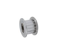 Polea de correa de distribución de aluminio, Polea tensora 2GT 20T con diámetro interior de rodamiento 3-5 mm for correa GT2 6-10 aluminio plateado/negro(For Width 9mm,Bore 4mm WITH TEETH)