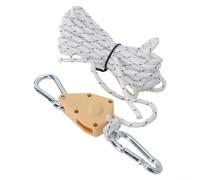 Polea de cuerda ajustable de 4 m con mosquetón, colgador de elevación de acero inoxidable para toldo de camping, mochila, tensor de línea segura antideslizante, cable de 4 mm (blanco)