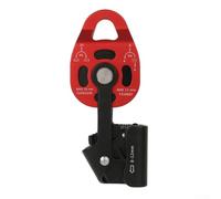 Polea de escalada 25KN Aleación de aluminio Herramienta de elevación unidireccional para cuerdas de 8-12mm, negro/rojo/dorado (rojo)