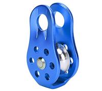 Polea de escalada en roca gran altura equipo individual para la supervivencia al aire libre azul aleación de aluminio 20KN para distancias cortas, entrenamiento interior (BLUE)