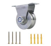 Polea de inversión para cuerdas, rueda de acero inoxidable de 48 mm con 4 tornillos y 4 tubos de expansión, polea de inversión de cuerda de acero para el hogar, exterior (plata)