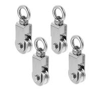 Polea de inversión, polea con rodamiento de bolas, 34 mm, polea de acero inoxidable, polea para cuerdas de acero, capacidad de carga de 250 kg (4 unidades)