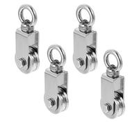 Polea de inversión, polea para cuerdas, polea con rodamiento de bolas, polea de acero inoxidable, polea para cuerdas, cuerda de acero, capacidad de carga de 100 kg (4 unidades)