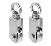 Polea de inversión, polea para cuerdas, polea con rodamiento de bolas, polea de acero inoxidable, polea para cuerdas, cuerda de acero, capacidad de carga de 100 kg (2 unidades)