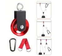 Polea de musculación roja de aluminio de 90 Mm, polea para cable, conexión poleas para equipo de fitness DIY Home Gym etc, mosquetón, polea de elevación giratoria de polea simple (máx.: 300 KG)