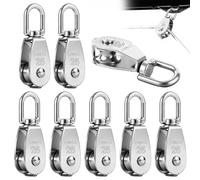 Polea de polea M25, 8 unidades, polea de inversión de cuerda, poleas individuales con capacidad de carga de 150 kg, bloque de acero inoxidable para toldo, fitness, cabrestante