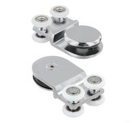 Polea de puerta corredera para puertas de vidrio de 6 a 10 mm, rodillo de rueda colgante de aleación de aluminio con funcionamiento suave y silencioso, juego de accesorios deslizantes para baño