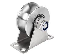 Polea de ranura for cuerda montada en la pared de acero inoxidable, sistema de poleas de cable súper silencioso, bloques tipo V(U Type - 1 Pack)