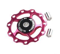 Polea de rueda de guía de desviador trasero para bicicleta de carretera 1113T con rodamiento de acero impermeable sellado y construcción de aleación (11T rojo rosa)