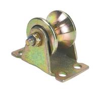Polea de rueda de rodillo de puerta corrediza con ranura en U de 2 piezas de 1,2 pulgadas de profundidad, superficie de cojinete doble, cuerpo principal de acero galvanizado 45, soporte de hierro.