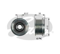 GATES Rueda libre alternador para AUDI: A5, A6, A4, Q5, Q7, A8, SQ5, A7 & PORSCHE: Panamera, Cayenne & VOLKSWAGEN: Crafter, Amarok (Ref: OAP7166)
