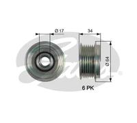 Polea del alternador OAP7167 GATES para FORD VOLVO