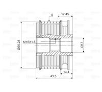 Polea del alternador Sentido de giro a la derecha (horario) 588004 VALEO