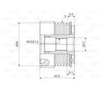 Polea del alternador Sentido de giro a la derecha (horario) 588007 VALEO