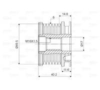Polea del alternador Sentido de giro a la derecha (horario) 588016 VALEO para VW