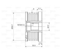 Polea de correa, generador VALEO 588046