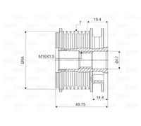 Polea del alternador Sentido de giro a la derecha (horario) 588052 VALEO
