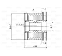 Polea del alternador Sentido de giro a la derecha (horario) 588090 VALEO