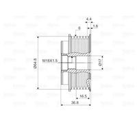 Polea del alternador Sentido de giro a la derecha (horario) 588107 VALEO