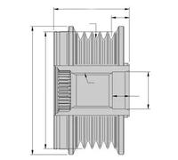 HELLA 9XU 358 038-691 Rueda libre alternador - Medida de rosca: M16x1,5 - Número de canales: 5 - con caperuza