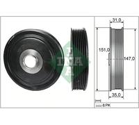 Polea del cigüeñal con amortiguador de vibraciones 544 0110 10 INA para RENAULT