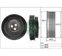 Polea del cigüeñal con amortiguador de vibraciones 544 0166 10 INA para FORD