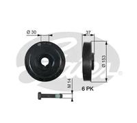 Polea del cigüeñal TVD1006A GATES para FIAT PEUGEOT CITROËN LANCIA