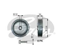 GATES Polea, cigüeñal para RENAULT: Kangoo, Mégane Classic, Laguna, Mégane, Clio, Master, Mégane Scénic, Espace & OPEL: Movano (Ref: TVD1008A)