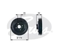 GATES Polea, cigÃŒeÃ±al para MITSUBISHI: Montero, L300, Pajero, L200 (Ref: TVD1124)