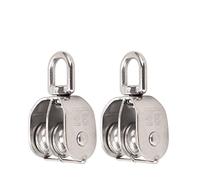 Polea Doble, Bloque de Polea Doble de Acero Inoxidable - 2 Poleas Dobles M25 con Capacidad de Carga de 150 Kg y Polipastos de Trinquete
