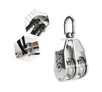 Polea Doble de Acero Inoxidable M32, 304 Polea Giratoria Aparejo Pesado, Cojinete de Gancho Giratorio de Grúa de Resistencia, Para Kayak Grande, Canoa, Fábrica,Transporte, Minería, Familia (1 piezas)