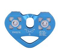 Polea Doble de Escalada en Aluminio 7075, Bloqueadora Pulley para Montañismo Azul - Alta Resistencia, Rodamientos de Alta Eficiencia, para Vías Ferratas y Alpinismo