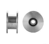 Polea fija de acero inoxidable con rodamientos dobles para operación silenciosa de puerta corredera U V H Groove Track Roller Wheel Color Plata 34mm Tamaño 2 piezas (H tipo 68 x 30 x 22)