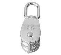 Polea giratoria de acero inoxidable 304, polea resistente de doble rueda, bloque giratorio anticorrosión de grado marino con superficie pulida, para aparejar cuerdas de elevación (25mm)