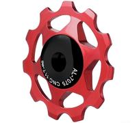Polea guía de desviador 11T y 13T hecha de aleación de aluminio ligera con perfil de dientes profundos para evitar el deslizamiento de la cadena durante los cambios (rojo 11T)