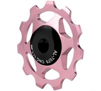 Polea guía de desviador 11T y 13T hecha de aleación de aluminio ligera con perfil de dientes profundos para evitar el deslizamiento de la cadena durante los cambios (rosa 11T)