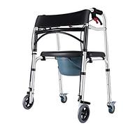 Polea para Andador con Freno de Mano y Trae Inodoro, 4 Ruedas, Andador para Ancianos, Ayuda a Las extremidades Inferiores para Padre y Madre